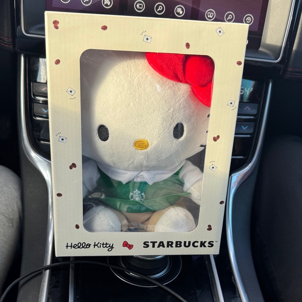 Starbucks Hello Kitty Plush with Red Bow and Green Apron